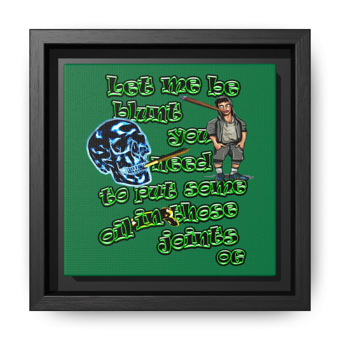 og - framed canvas art (dark green)