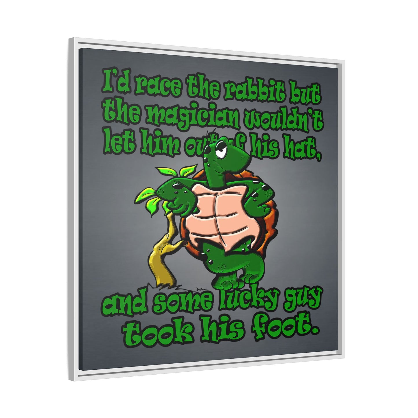turtle race - framed canvas art (grey-light grey)