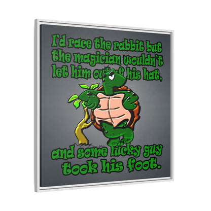turtle race - framed canvas art (grey-light grey)