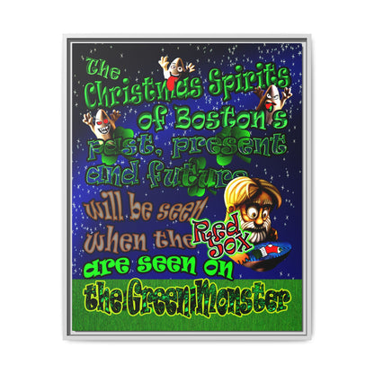 christmas spirits of boston - framed canvas art ('snoops' background)