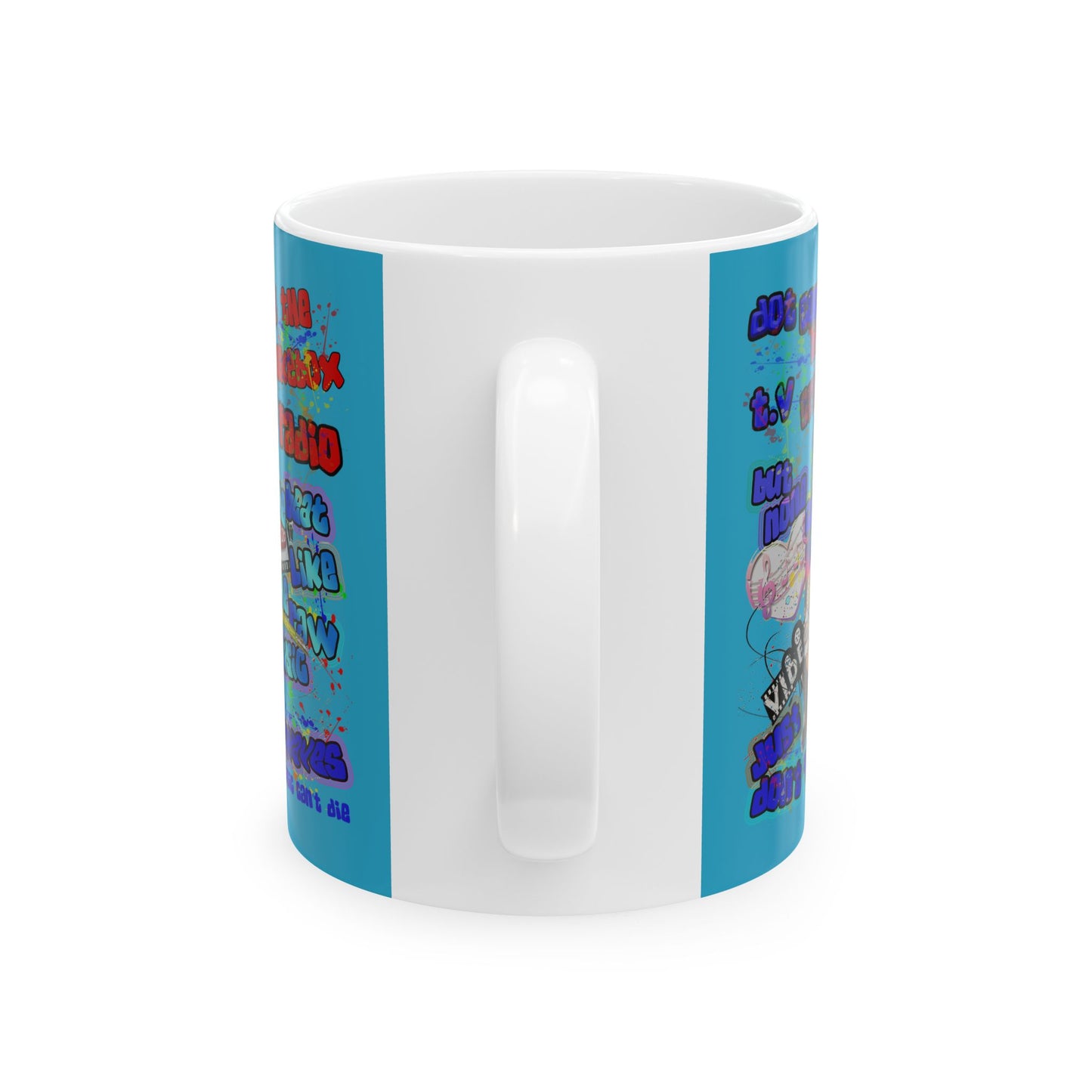 drop the beat - White Mug (turquoise)