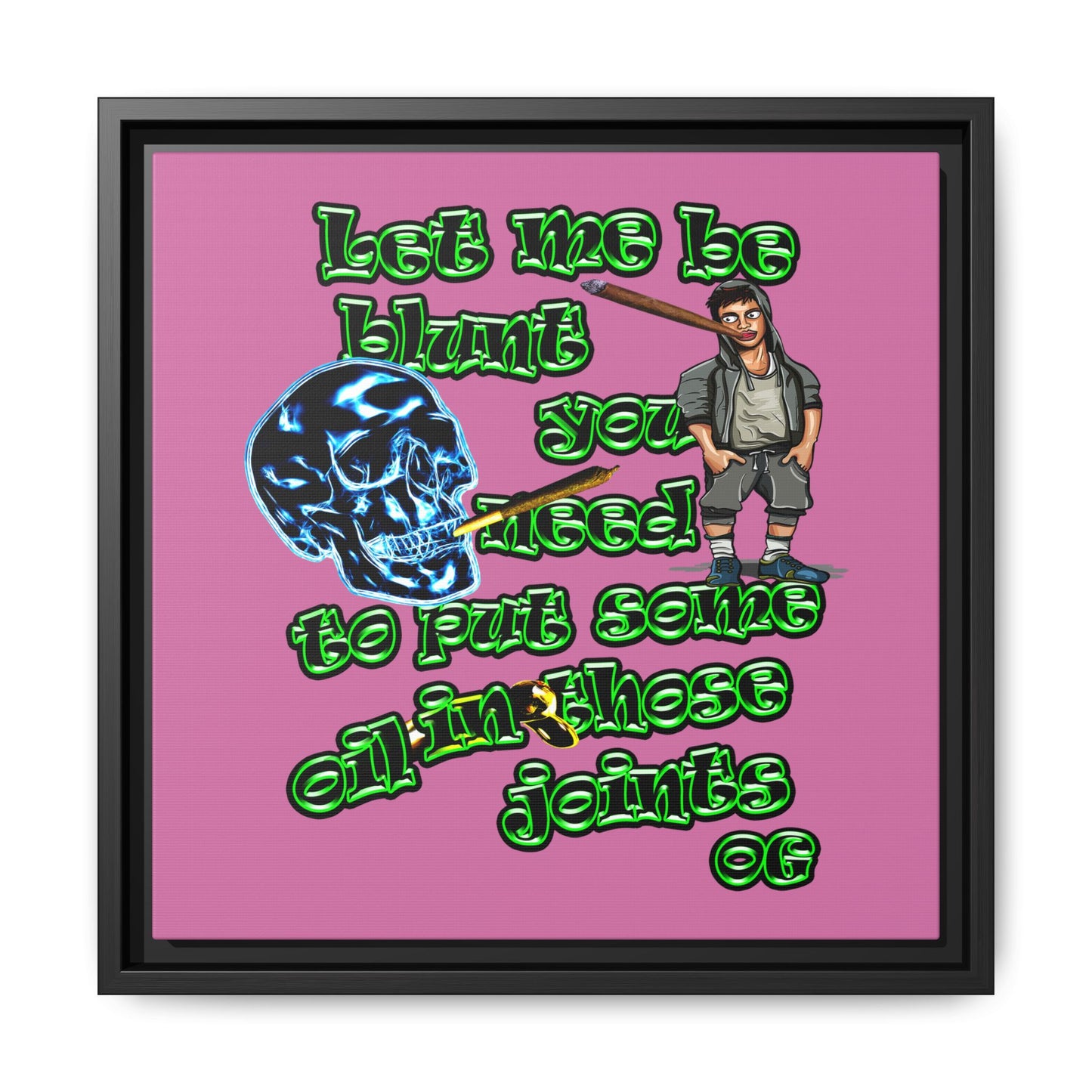 og - framed canvas art (light pink)