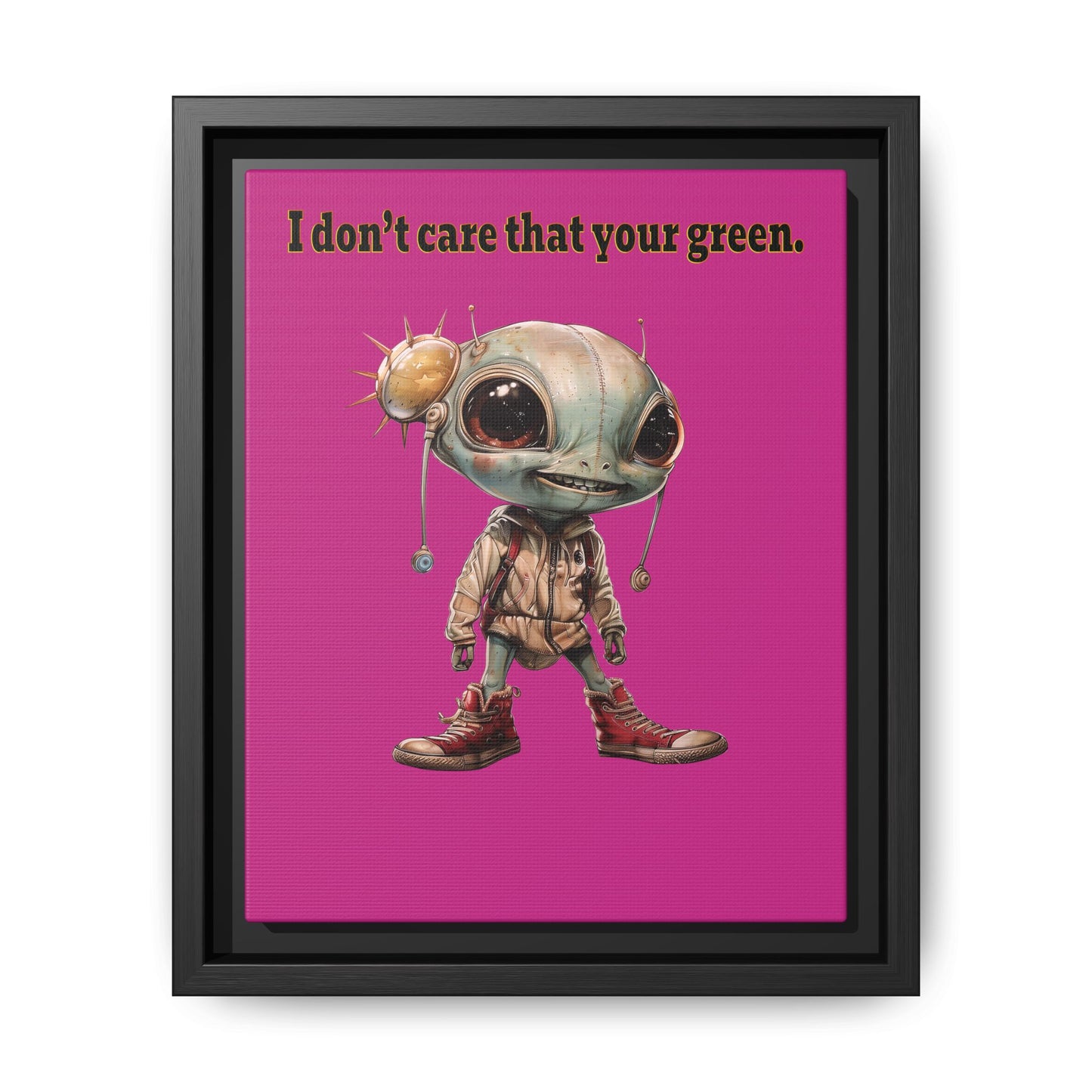 I don't care that your green - framed canvas art (pink)