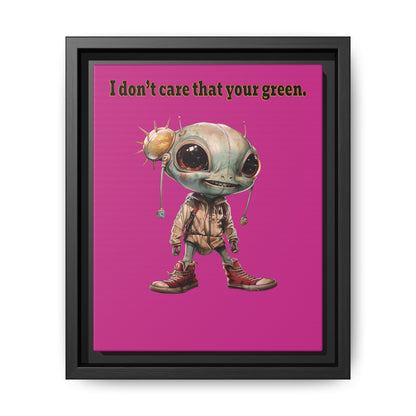 I don't care that your green - framed canvas art (pink)