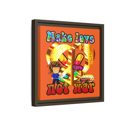 love peace - framed canvas art (orange)