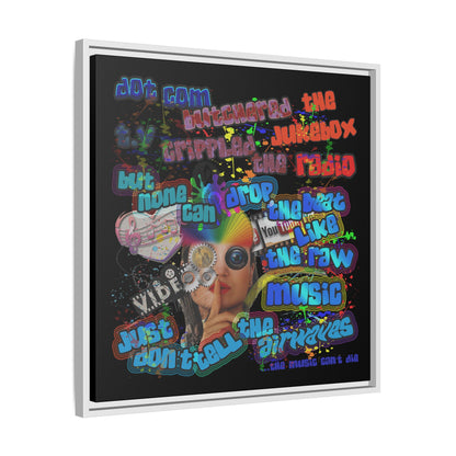 drop the beat - framed canvas art (black)
