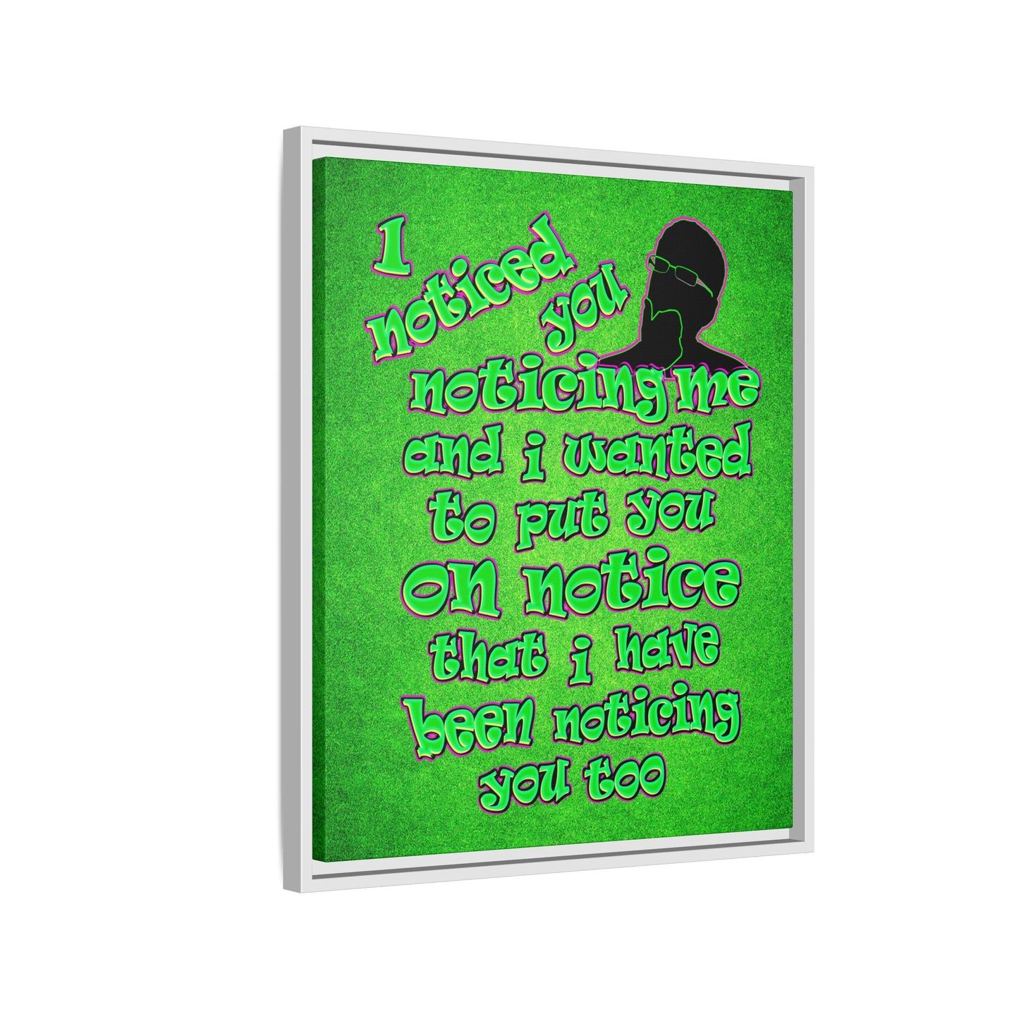 noticed you noticing - framed canvas art (green turf)
