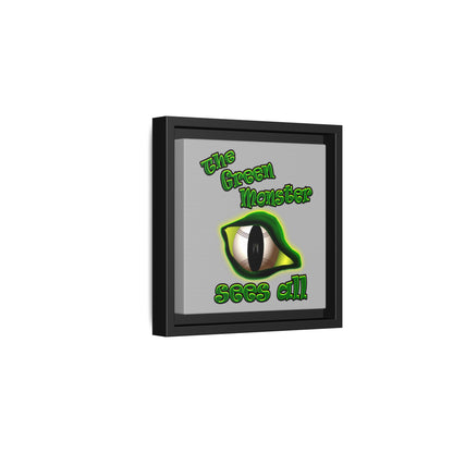 green monster - framed canvas art (light grey)
