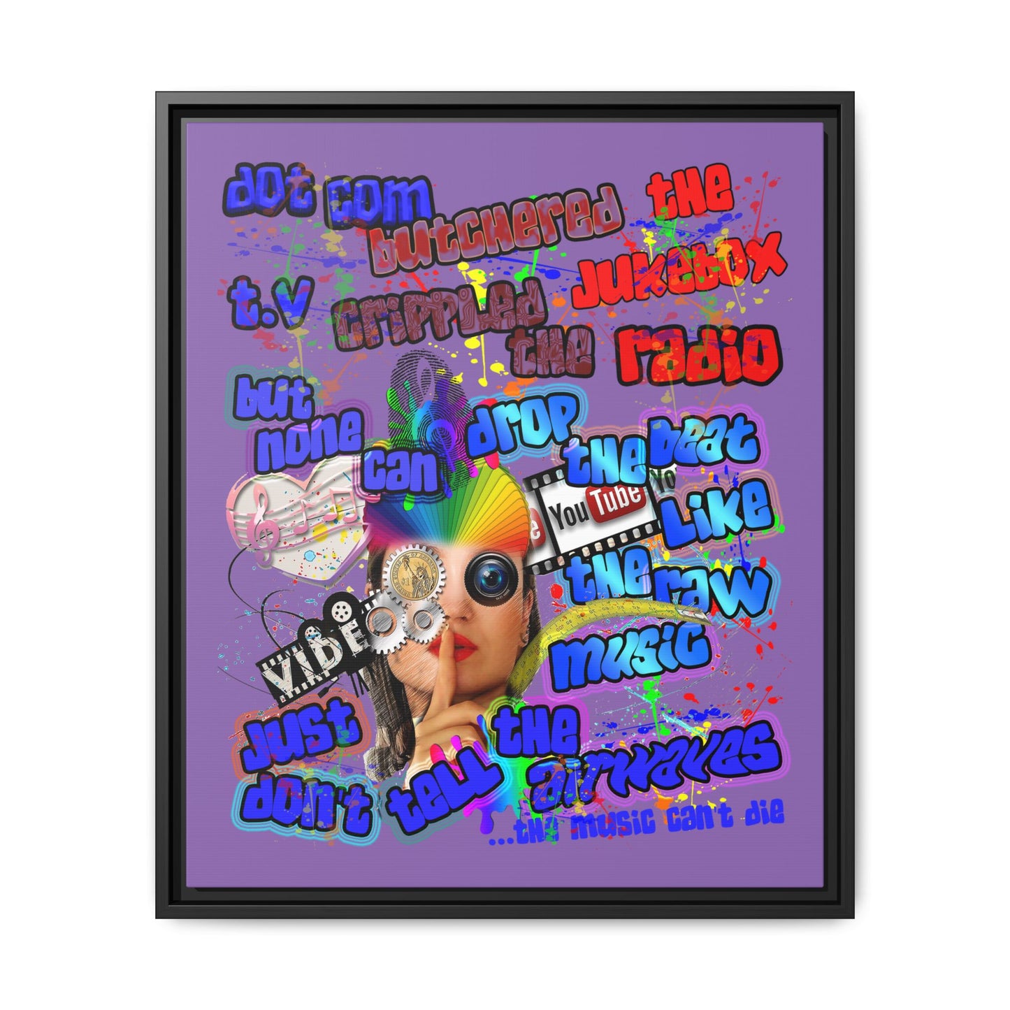 drop the beat - framed canvas art (light purple)