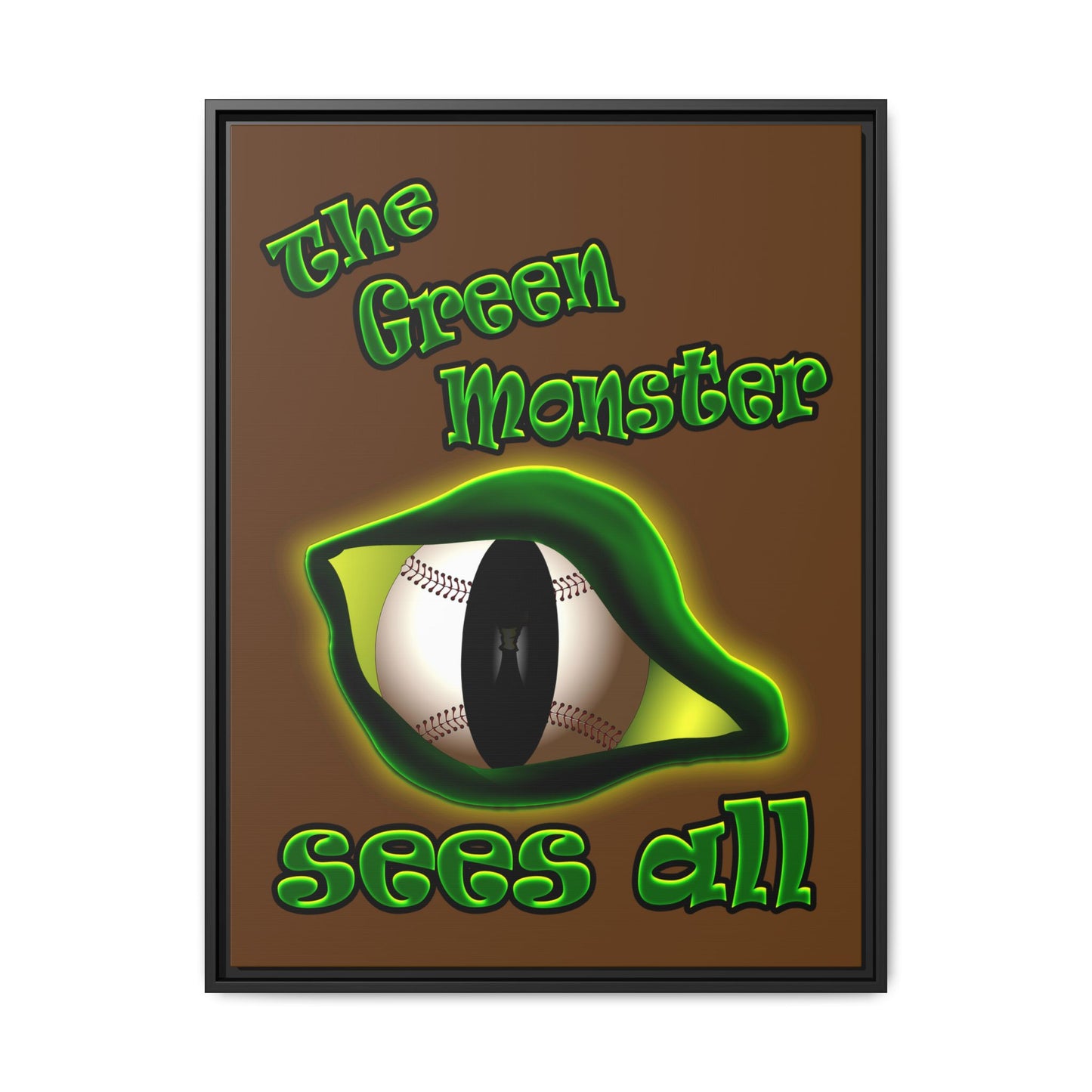 green monster - framed canvas art (brown)