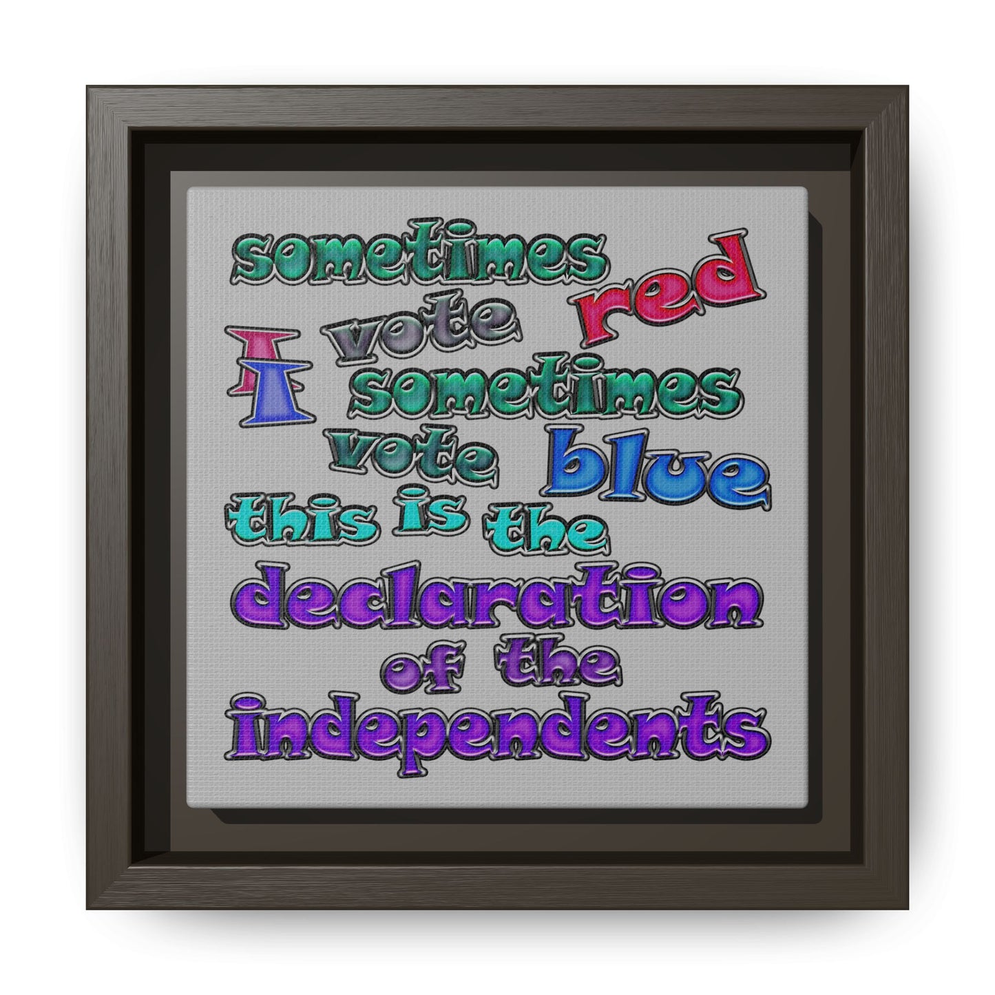 declaration of the independents - framed canvas art (light grey)