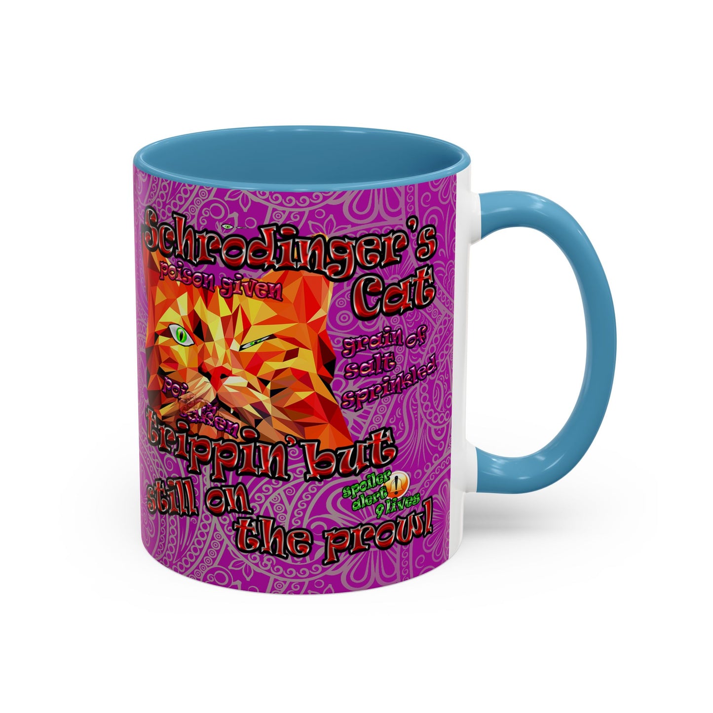 schrodinger's cat - Accent Mug (pink swirl)