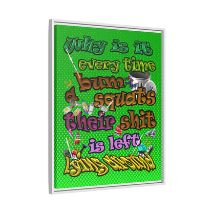 the bum's shit - framed canvas art (logo green)