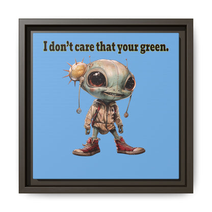 I don't care that your green - framed canvas art (light blue)