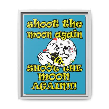 shoot the moon again - framed canvas art (turquoise)
