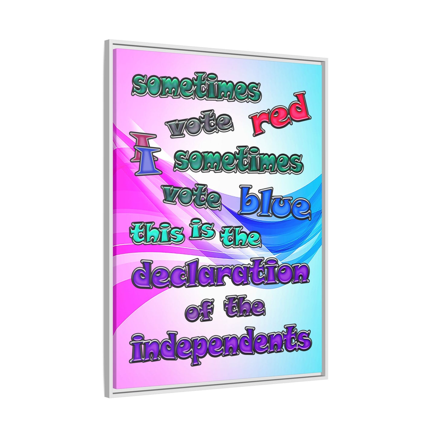 declaration of the independents - framed canvas art (light blue-pink wave)