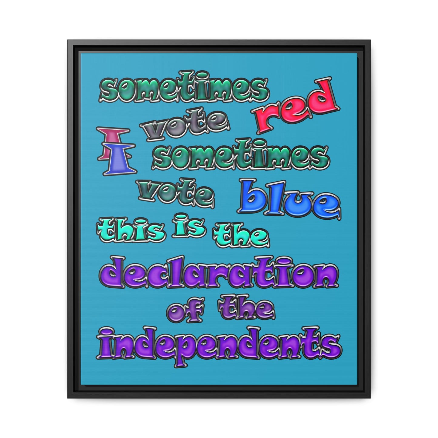 declaration of the independents - framed canvas art (turquoise)