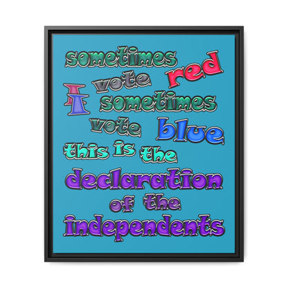 declaration of the independents - framed canvas art (turquoise)