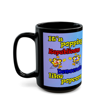 popping like popcorn - Black Mug (light blue-purple wave)
