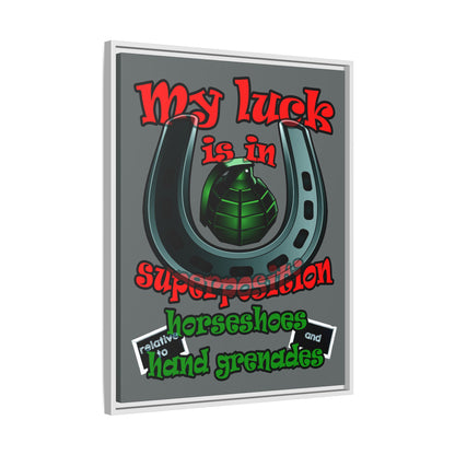 my luck - framed canvas art (dark grey)