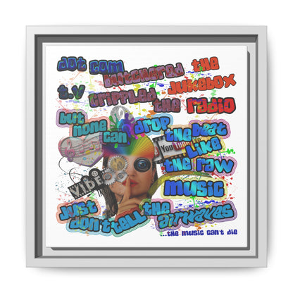 drop the beat - framed canvas art (white)