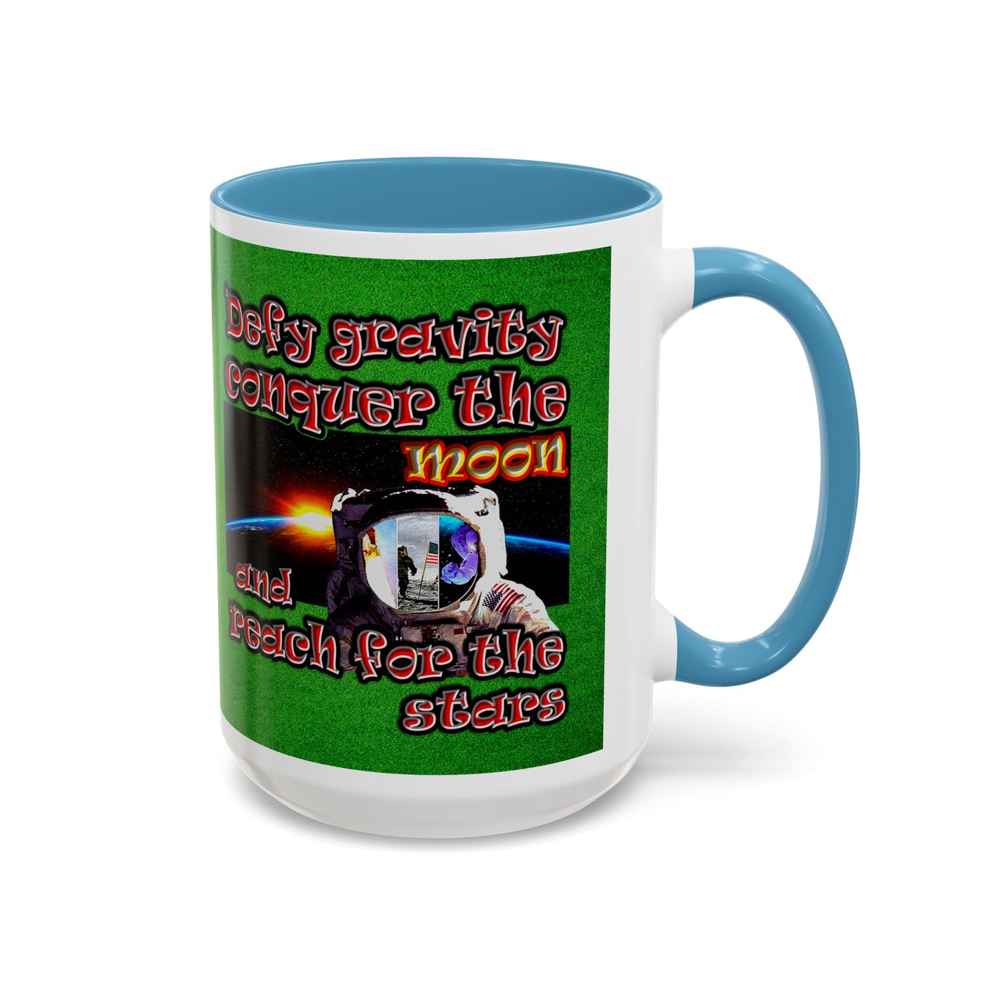 defy conquer reach - Accent Mug (green turf)