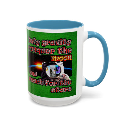 defy conquer reach - Accent Mug (green turf)