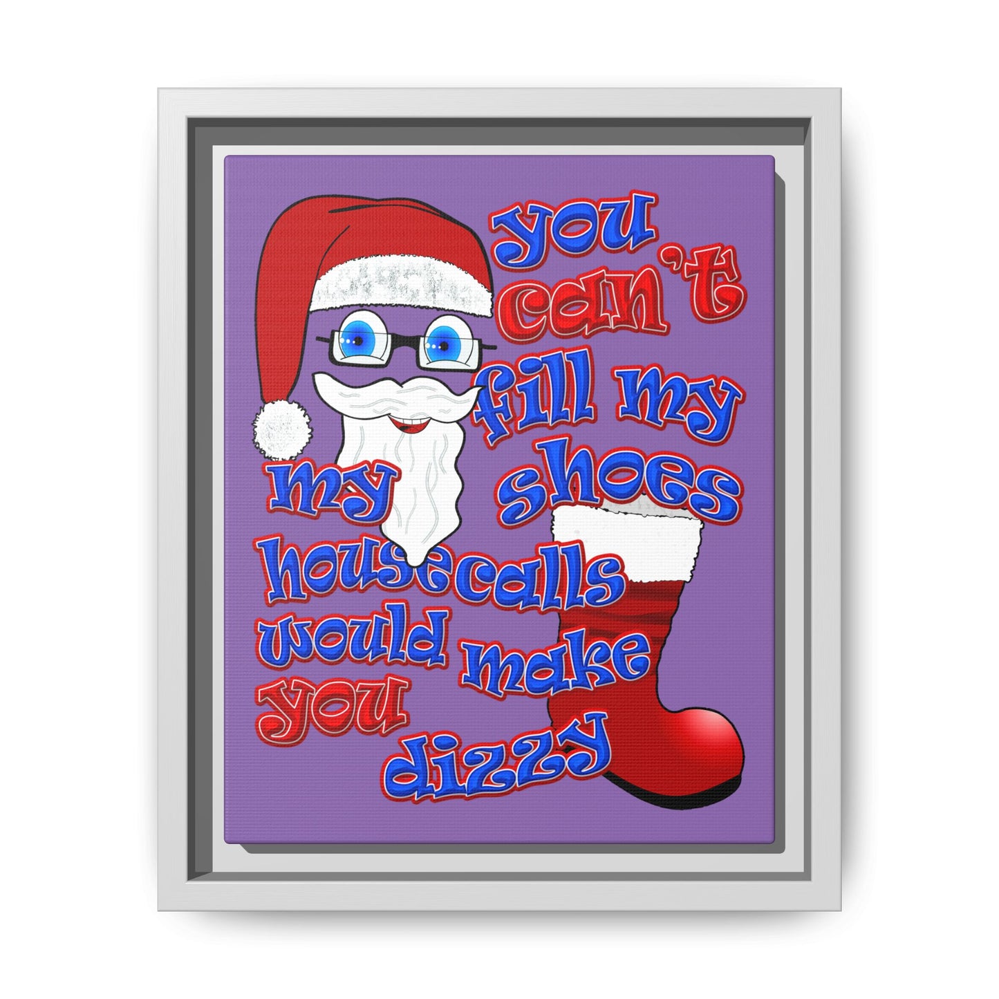 santa's shoes - framed canvas art (light purple)