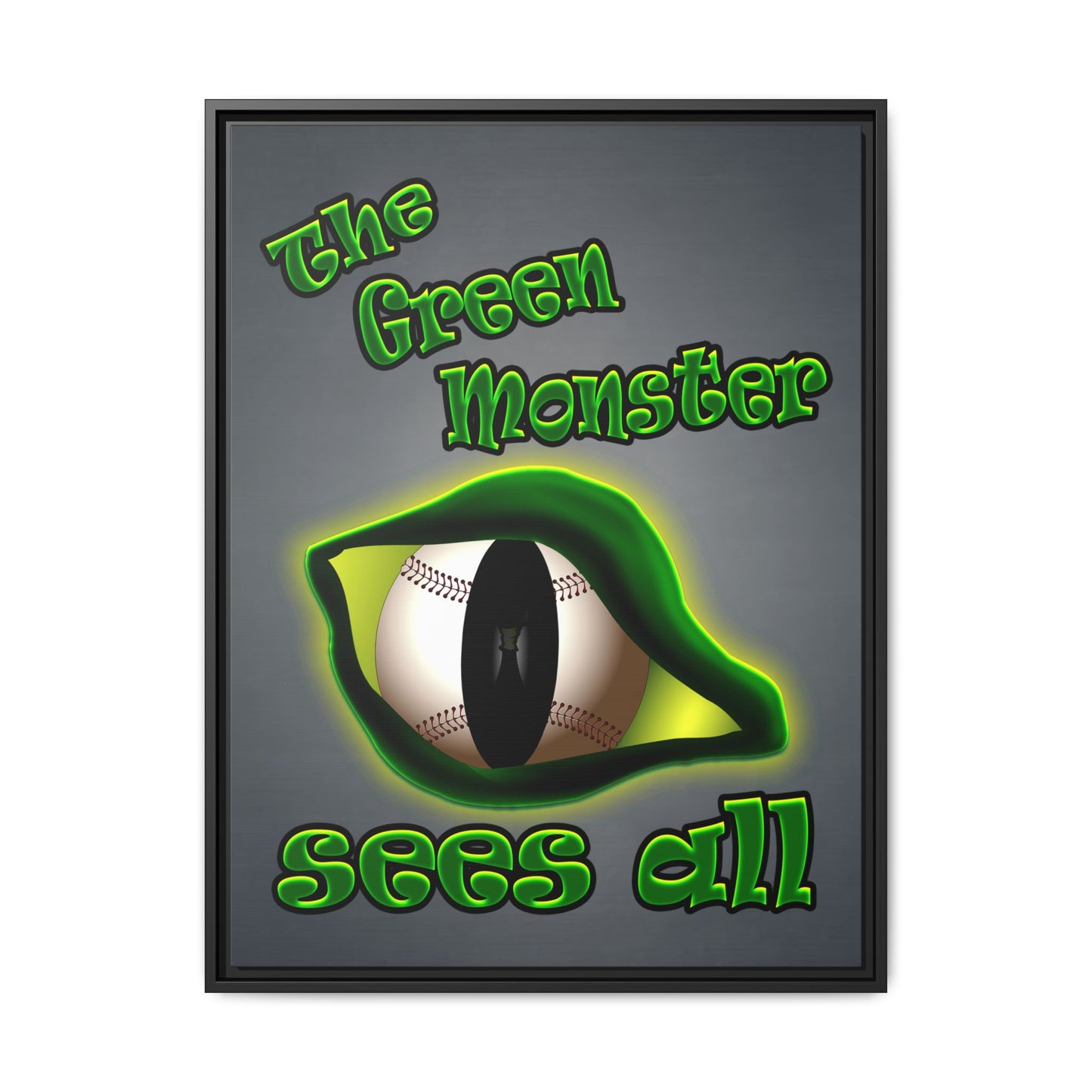 green monster - framed canvas art (grey-light grey)