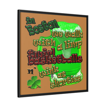 celtics logo - framed canvas art (light brown)