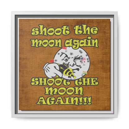 shoot the moon again - framed canvas art (brown papyrus)