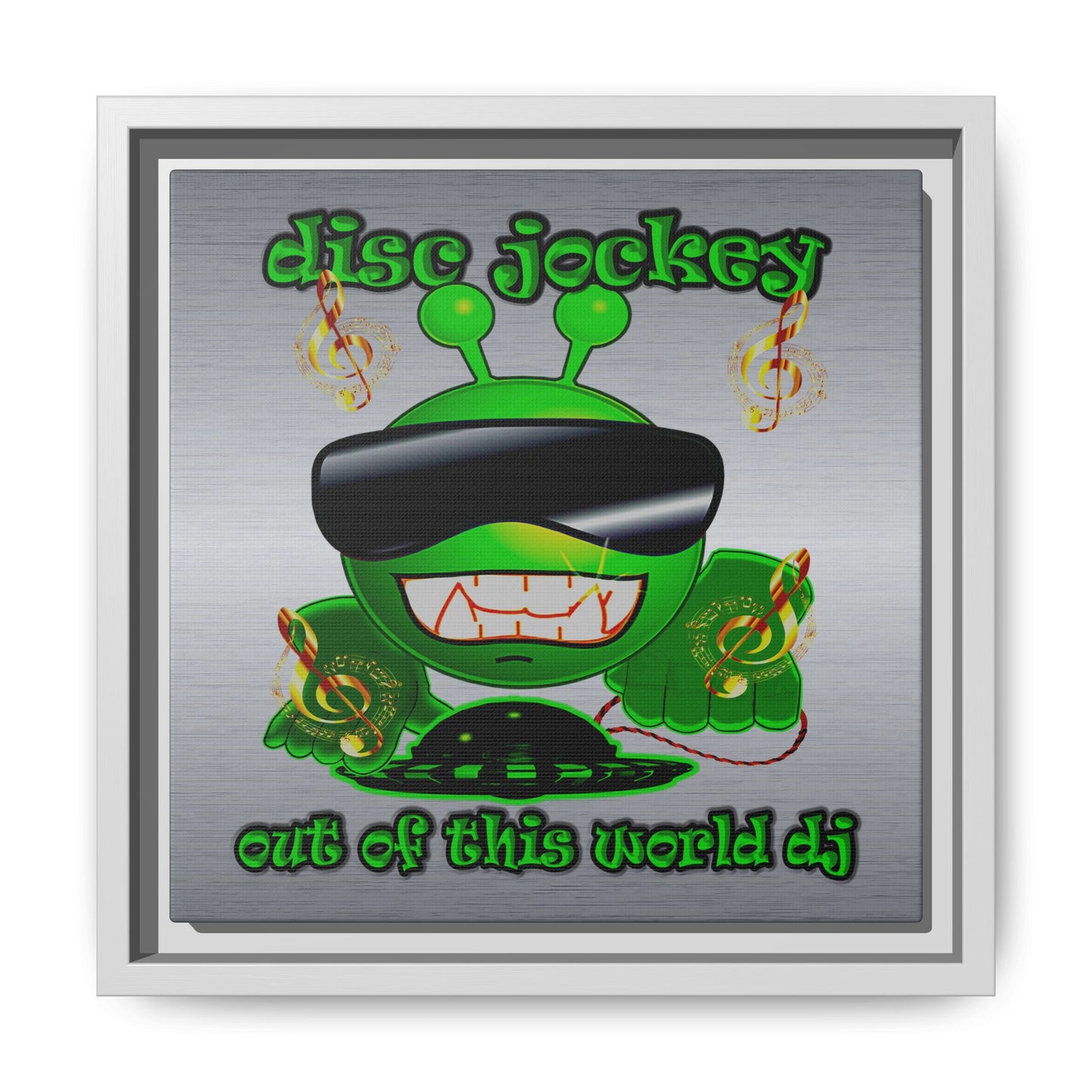 disc jockey - framed canvas art (brushed nickel)