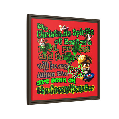 christmas spirits of boston - framed canvas art (red)