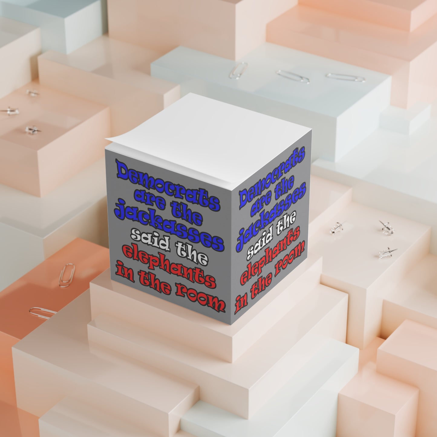 donkeys and elephants - note cube (grey)