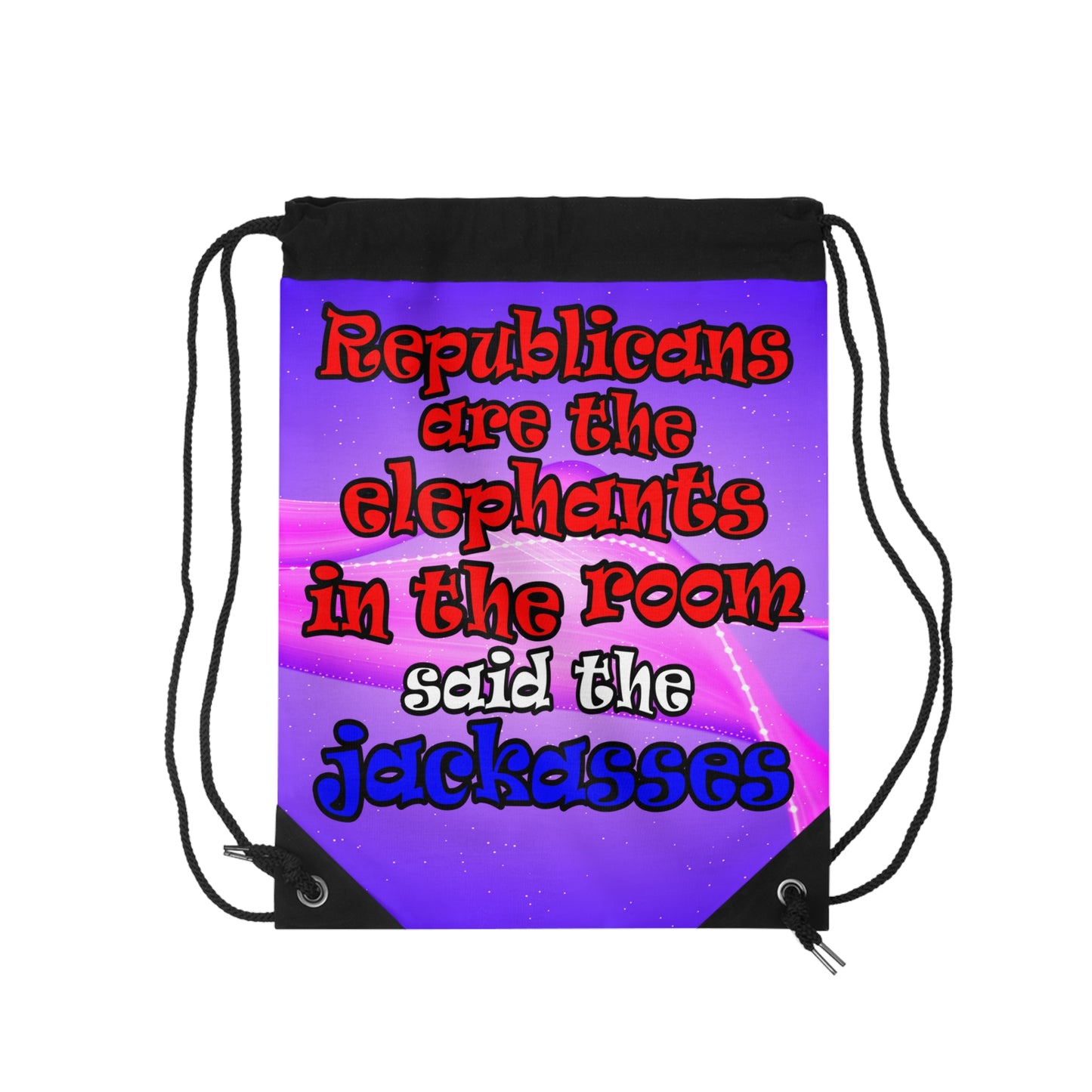 donkeys and elephants - Drawstring Bag (purple-pink wave)