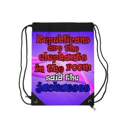 donkeys and elephants - Drawstring Bag (purple-pink wave)