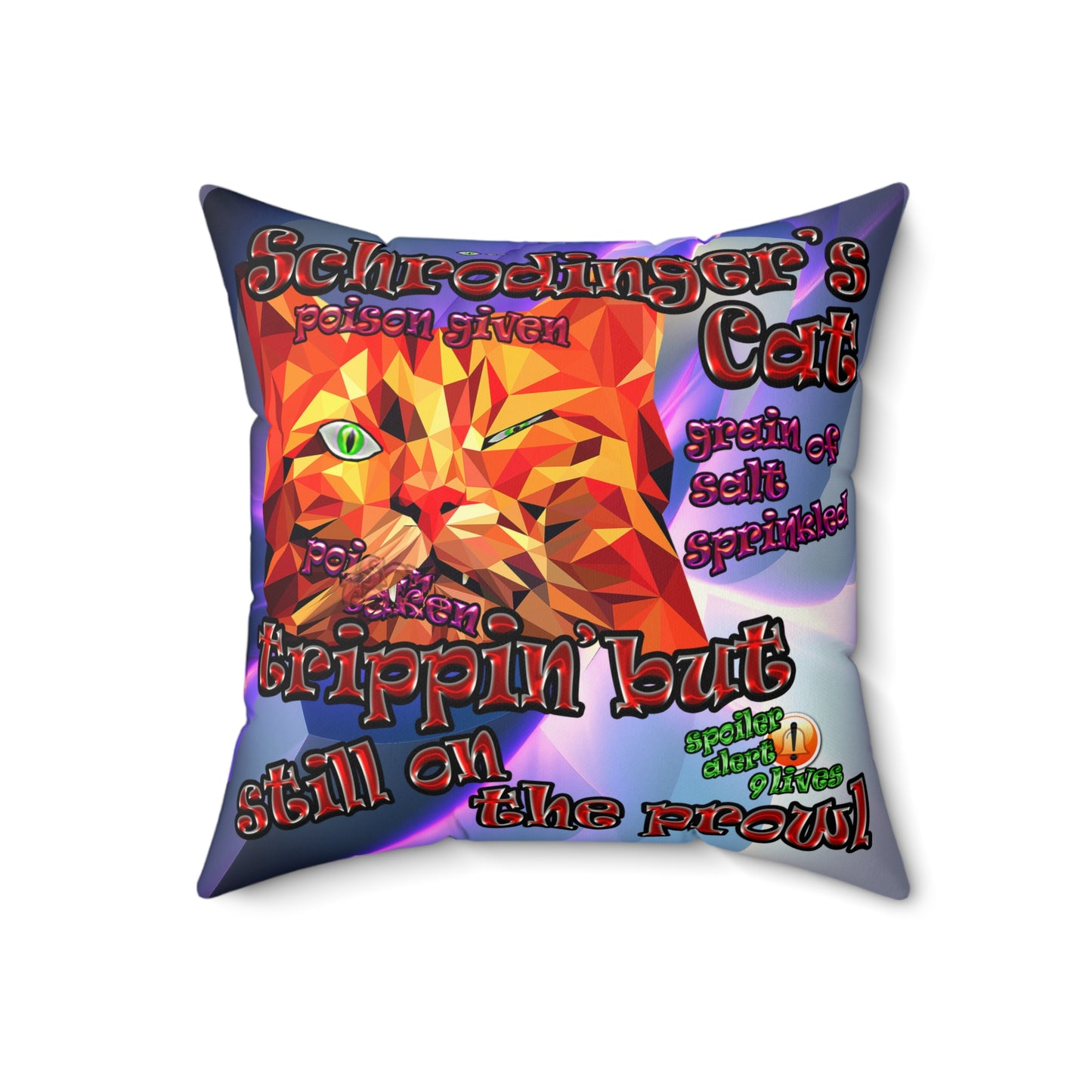 schrodinger's cat - Faux Suede Square Pillow - (grey-pink wave)