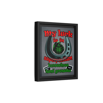 my luck - framed canvas art (grey-light grey)