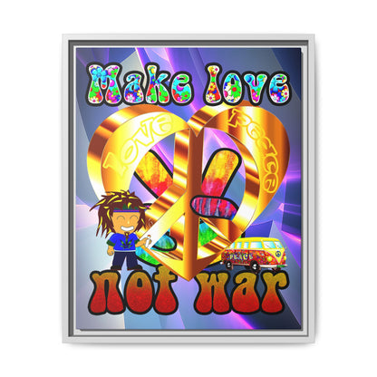 love peace - framed canvas art (grey-pink wave)