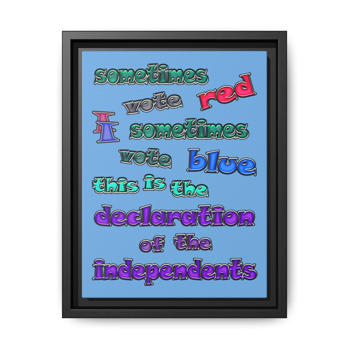 declaration of the independents - framed canvas art (light blue)