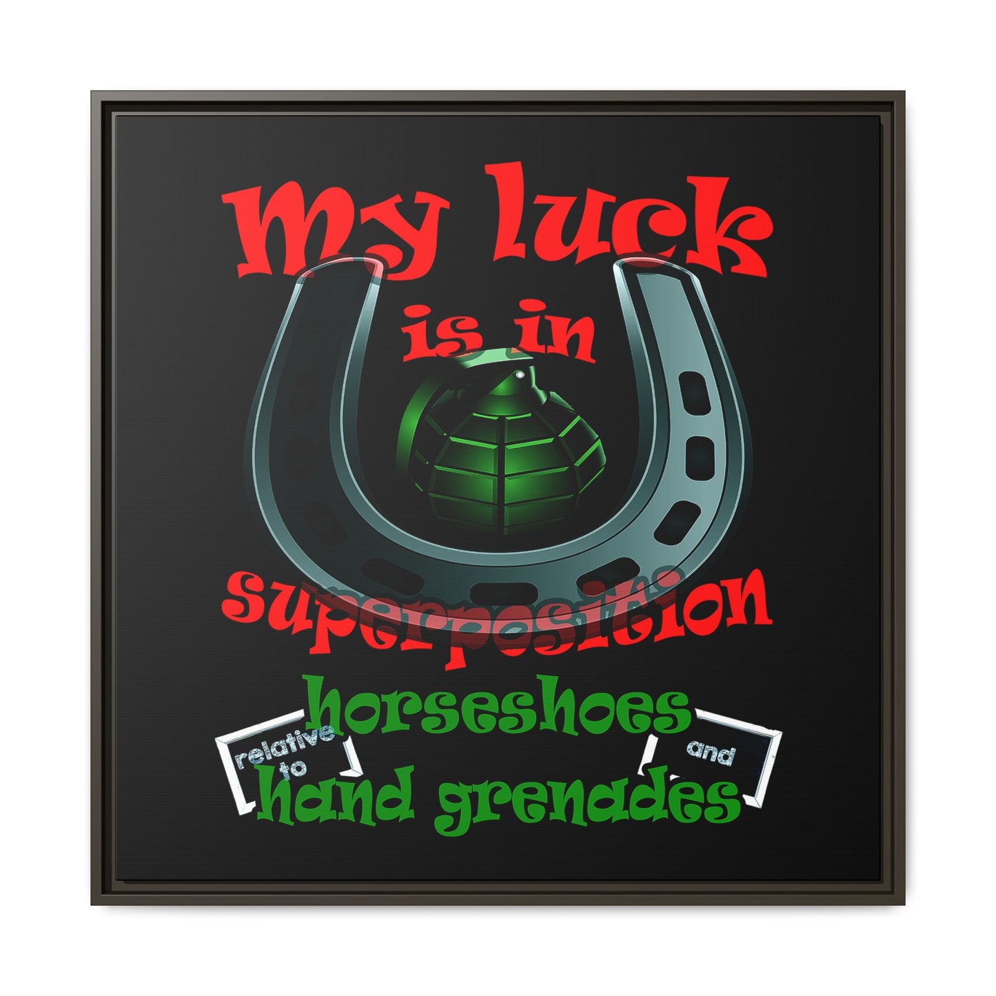 my luck - framed canvas art (black)