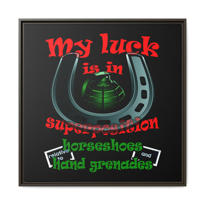 my luck - framed canvas art (black)