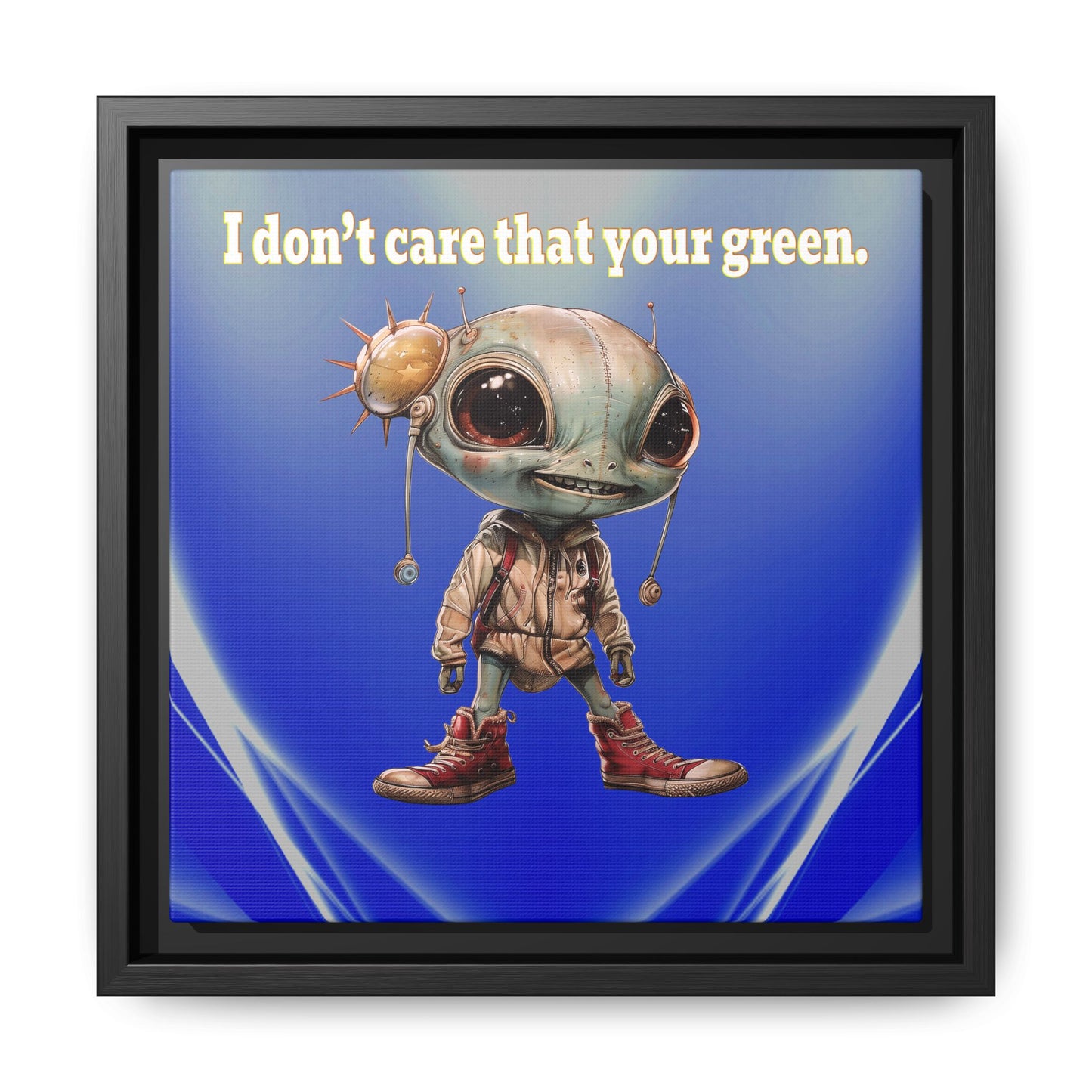 I don't care that your green - framed canvas art (blue-white wave)