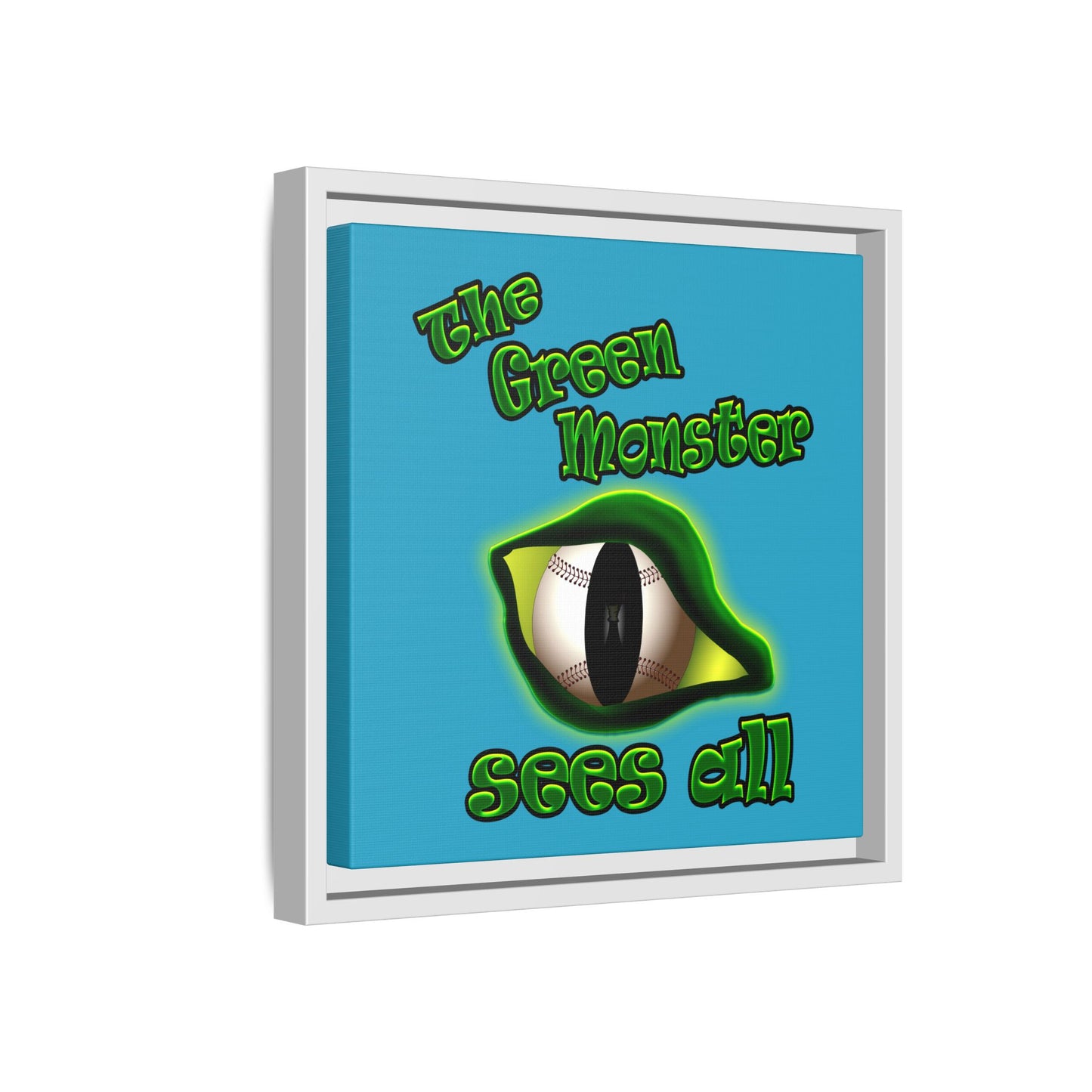 green monster - framed canvas art (turquoise)