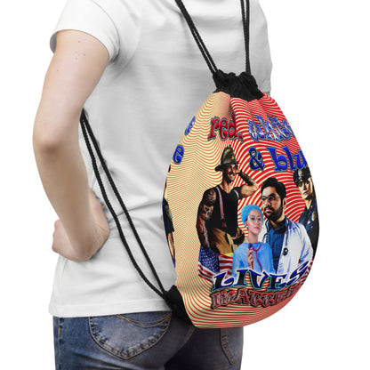 rw&b lives matter - Drawstring Bag (yellow-orange wave)