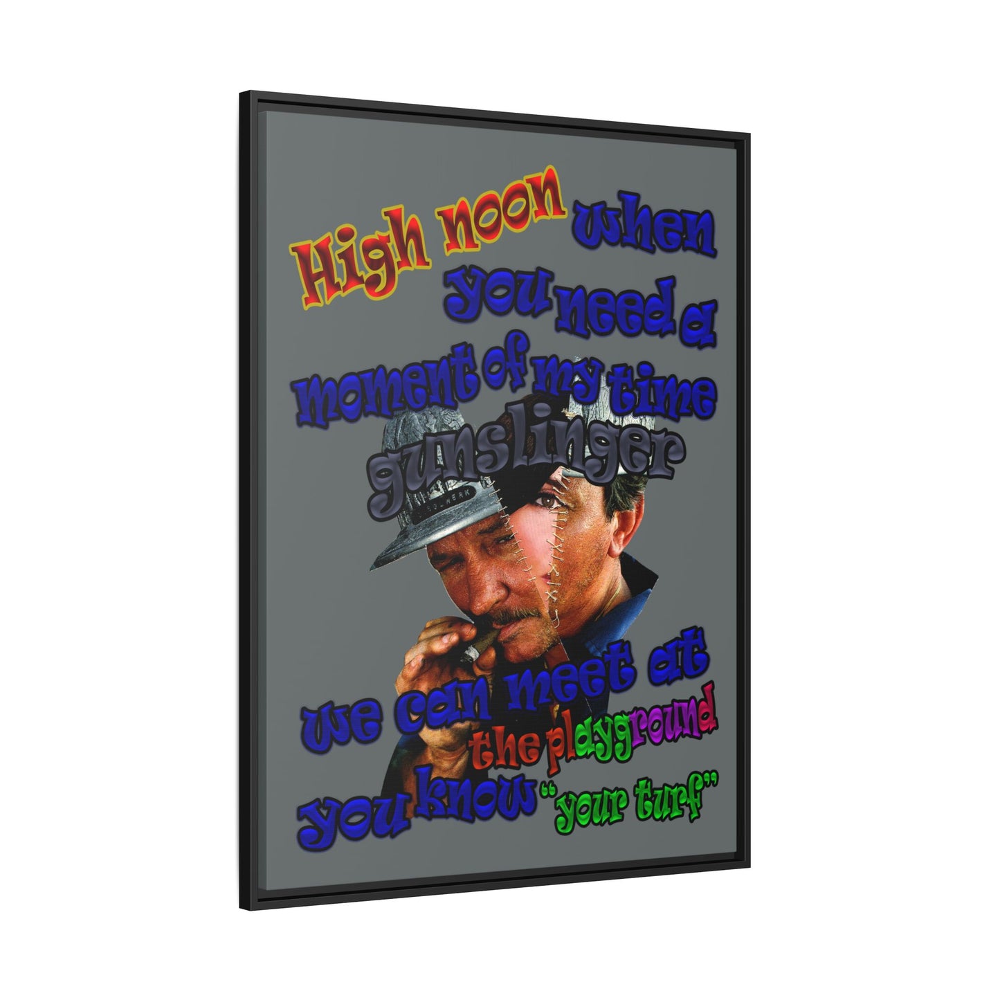 high noon - framed canvas art (dark grey)