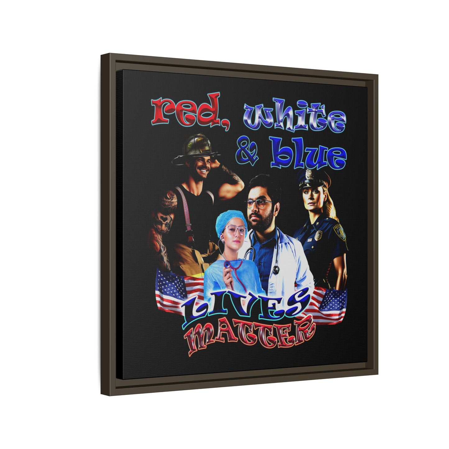 rw&b lives matter - framed canvas art (black)