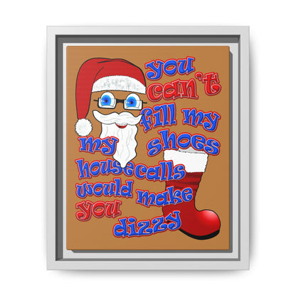 santa's shoes - framed canvas art (light brown)