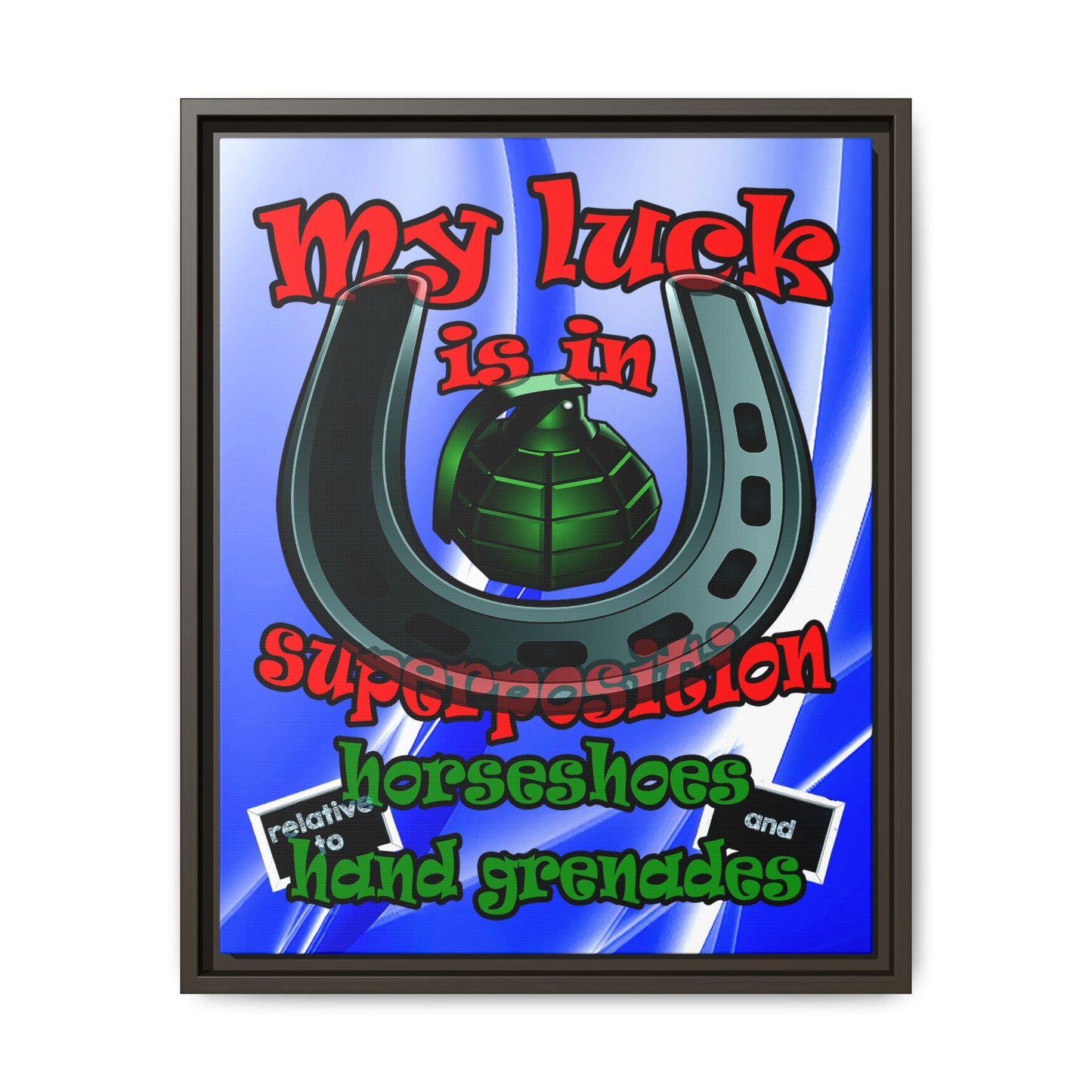 my luck - framed canvas art (blue-white wave)
