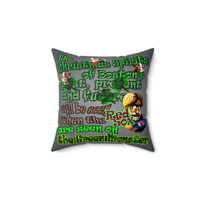 christmas spirits of boston - Faux Suede Square Pillow - (grey-light grey)